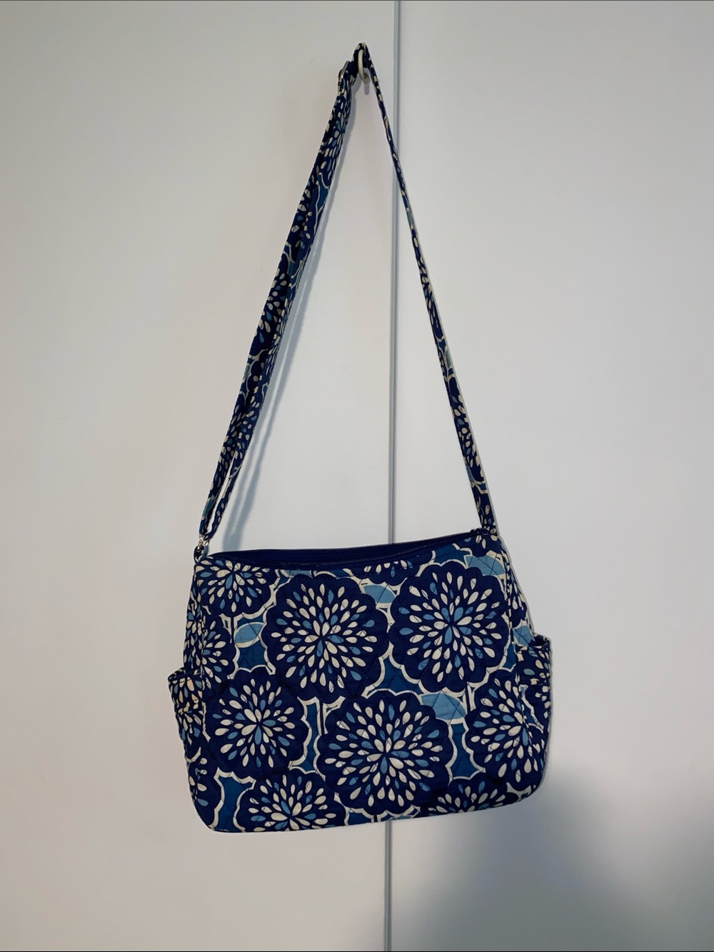 Vera Bradley Navy Floral Crossbody Bag with Light Blue Accents